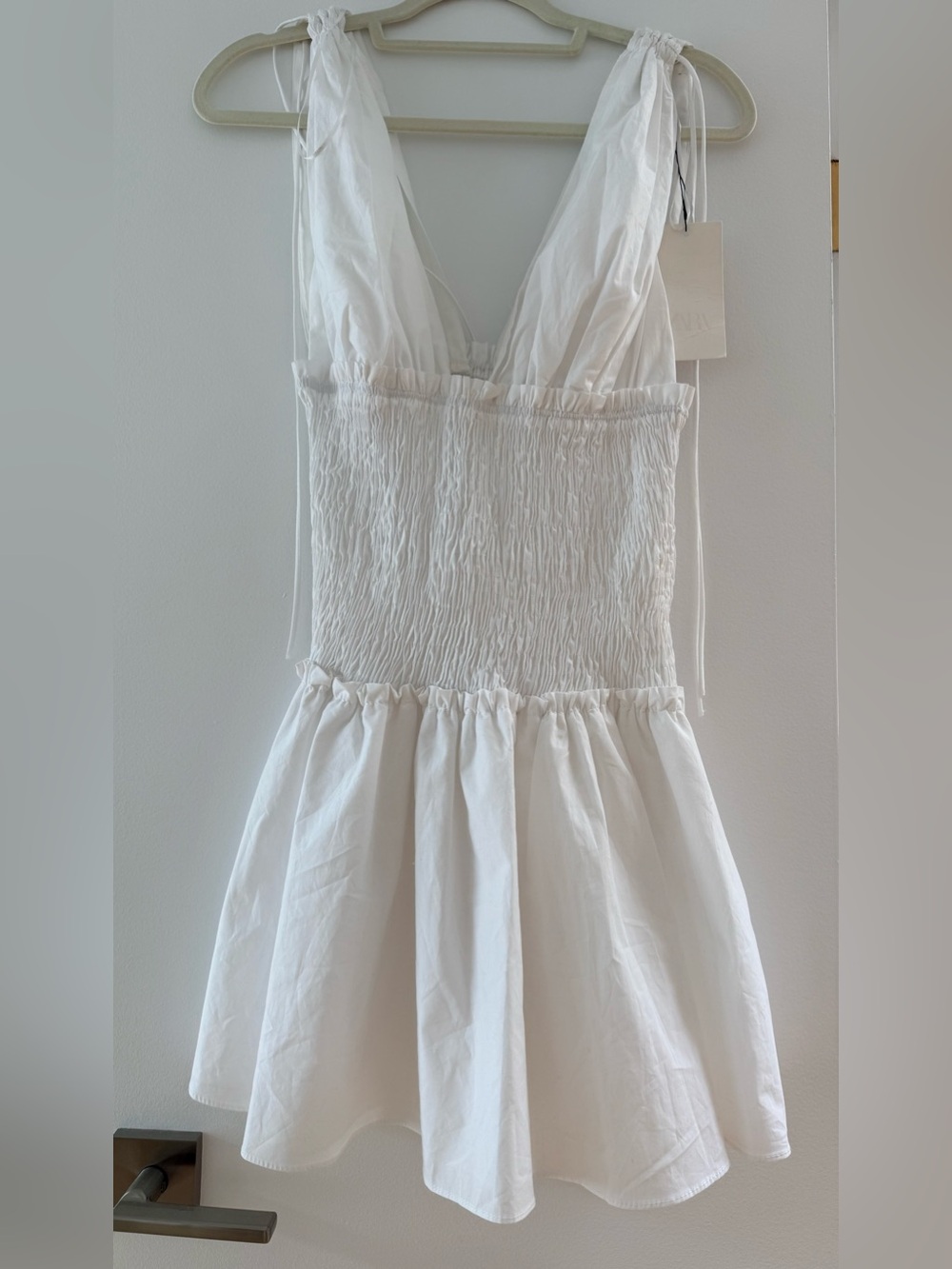 Zara White Smocked Mini Dress - Picture 2 of 3